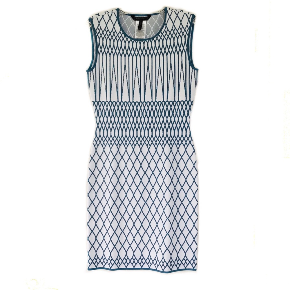 BCBGMaxazria Sleeveless Blue/White Dress SzS